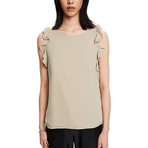 Esprit Collection Chiffon blouse met ruches, Dusty Green, M, Dusty Groen
