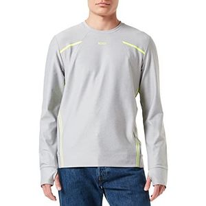 BOSS Salbo Gym Sweatshirt met contrasterende strepen voor heren, regular fit met logo, Licht/pastelgrijs 59