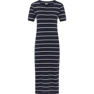 CLIMA IGLU Robe en tricot pour femme, bleu marine/blanc cassé, M-L