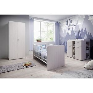 Stella Trading 3-delige babykamerset - Anderson grenen - Met vleugeldeurkast, commode en babybed 70 x 140 cm met veel opbergruimte