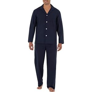 Fruit of the Loom Pyjama met lange mouwen van stof, grote pijama voor heren, Navy Blauw