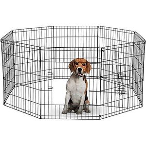 UNDERDOG Opvouwbare box met 8 panelen, voor honden, puppy's, katten en konijnen, ideaal voor binnen en buiten (76 cm, zwart)