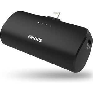 PHILIPS DLP2510C/03 Mini Power Bank voor iPhone Lightning Connector, draagbare externe oplader, 2500 mAh, zwart