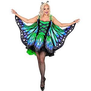 Widmann 10971 vlinderkostuum, tutu-jurk, vleugels en antennes, voor dames, dieren, opvouwbaar, carnaval, themafeest, meerkleurig, S