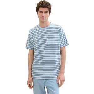 TOM TAILOR 1041802 T-shirt voor heren (1 stuk), 35612 - Windsurf Blue Multi Stripe