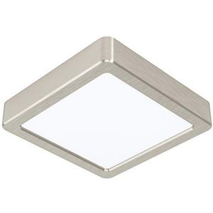 EGLO LED Fueva 5 Plafondlamp, 1 lichtpunt, moderne opbouwlamp van staal met een kunststof lichtoppervlak, plafondlamp in mat nikkel, wit, led-opbouwlamp, lengte x breedte: 16 cm, neutraal wit