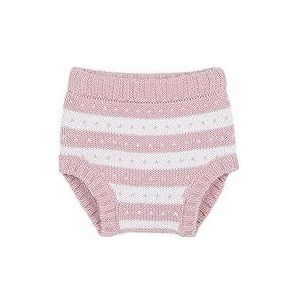 Gocco Pantalon en Tricot Rayé Short Unisexe Bébé, Rosé, 3-6 mois