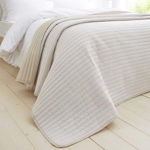 Catherine Lansfield Sprei, omkeerbaar, gestreept, 220 x 230 cm, naturel