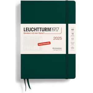 LEUCHTTURM1917 370590 Agenda semainier 2025, format moyen (A5), vert forêt, en allemand