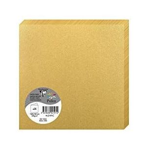 Clairefontaine 2191C – verpakking met 25 dubbele kaarten – vierkant formaat (16 x 16 cm) – 210 g/m² – kleur goud – uitnodigingskaarten voor evenementen en overeenstemming – pollen-serie – premium papier glad