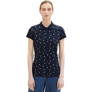 TOM TAILOR 1037378 Poloshirt voor dames, 32835 - bloem in de kleur marinewit