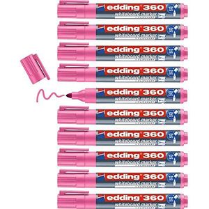 edding 360 whiteboard-markers roze 10 stuks whiteboardstiften 1,5-3 mm ronde punt droog afwisbaar voor whiteboard, flipcharts, prikbord, magneetborden en memoborden schetsen