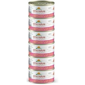 Almo Nature Mega Pack Jelly met zalm en kip - natvoer van gelei voor volwassen katten: 6 blikjes van 70 g