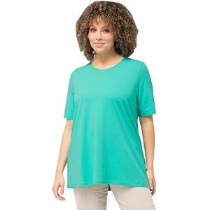 Ulla Popken T-shirt, A-lijn, ronde hals, halflange mouwen, 807264, T-shirt voor dames, Turkoois groen