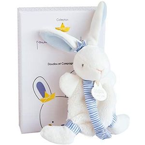 Doudou et Compagnie - Knuffeldier fopspeenketting konijn – 20 cm – blauw/wit – cadeau-idee voor de geboorte – konijn matelot – DC3511