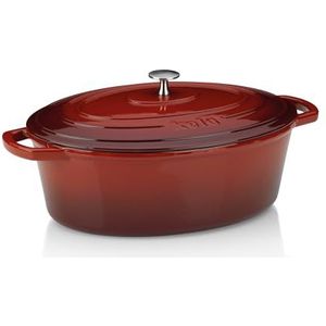 Braadpan Gietijzer Ovaal Rood, 33 cm x 26 cm- Kelas-sCalido