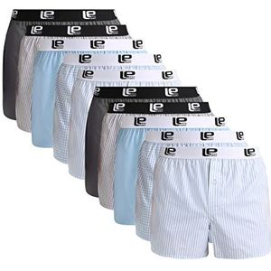 Lower East Multipacks: American Boxer Shorts met elastische tailleband heren (10 stuks), lichtblauw/grijs
