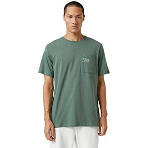 Koton T-shirt basique pour homme avec poche brodée et col rond, Kaki (890), XXL