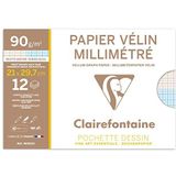 Clairefontaine Wit Vellum Grafiekpapier, 90 g, A4, 12 Vellen