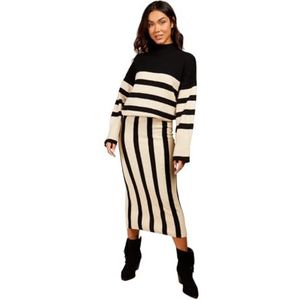 Little Mistress Jupe à rayures mono pour femme, multicolore, S