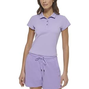 DKNY Dames poloshirt, tulp, kort, V-hals, gebogen, XL, Tulp