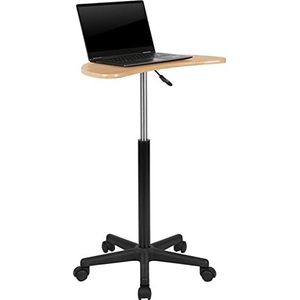 Flash Furniture Sit Mobiel laptopbureau met wielen, esdoornhout