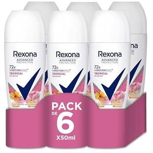 Rexona Advanced Protection Deodorant Anti-transpirant Roll-on voor dames, tropische geur, 72 uur, 50 ml, 6 stuks