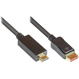 Good Connections Premium adapterkabel DisplayPort 1.4 naar HDMI 2.0 4 K/UHD @ 60 Hz met drievoudige afscherming en vergulde contacten, 1 m, zwart