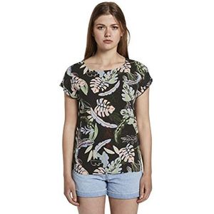 Tom Tailor Denim Rugdetail damesblouse, 22710 Tropical Print zwart