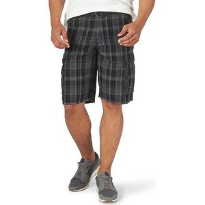 Lee Men's New Belted Wyoming Cargo Short, Black Clifton Plaid, 32