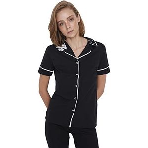 Trendyol Trendyol Set van 2 rechte pyjama's voor dames, korte mouwen, pyjamaset voor dames, zwart.