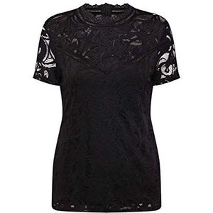 Vila Vistasia S/S Lace Top - Noos Top Dames, zwart.