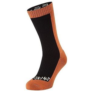 SEALSKINZ Starston Halflange sokken voor koud weer, Starston halflange sokken voor koud weer, uniseks, 1 stuk, Oranje/Zwart