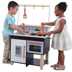 KidKraft Kinderkeuken van hout, handwerk, dinette inclusief accessoires, gebruiksvoorwerpen, ijsblokjesdispenser, imitatiespel, speelgoed voor kinderen vanaf 3 jaar, 53441