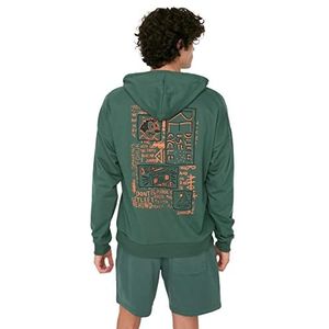 Trendyol Oversize hoodie met slogan trainingspak heren, groen, S, Groen
