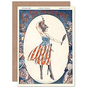 La Vie Parisenne WW1 US Army American Magazine Cover Sealed Greeting Card Plus Blank Inside Leger Afdekking Tijdschriftenafdekking