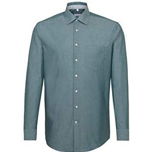 Seidensticker Zakelijk overhemd voor heren, strijkvrij met rechte snit, regular fit, lange mouwen, kentkraag, 100% katoen, Groen
