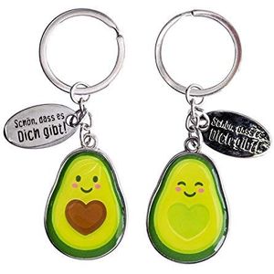 GRUSS & CO Sleutelhanger voor koppels ""avocado"" | Hangerset, twee hangers met ring 8 cm x 3 cm | Cadeau voor twee voor koppels | 46179