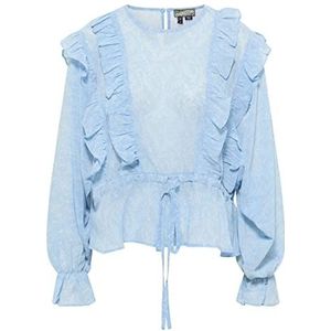 DreiMaster Dames blouse met lange mouwen 37323963, lichtblauw en wolwit, M, Lichtblauw en wolwit