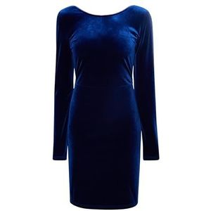 threezy Robe en velours pour femme avec strass, bleu, XS