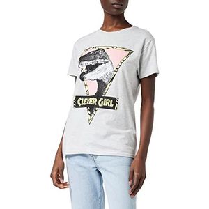 Popgear Jurassic Park Clever Girl Women Boyfriend Fit T-shirt Heather Grey dames, grijs.
