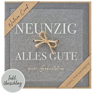 bsb - 90e verjaardag kaart - Nature Card - Duurzame verjaardagskaarten - Verjaardagskaarten met envelop - Verjaardagskaart voor vrouwen en mannen - Wenskaart 15,5 x 15,5 cm