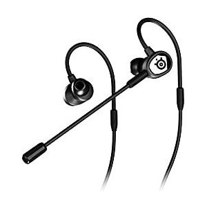 SteelSeries Tusq Mobiele gaming in-ear hoofdtelefoon, dubbele microfoon met afneembare staafmicrofoon, ergonomische oortelefoon met ophanging voor mobiele telefoons