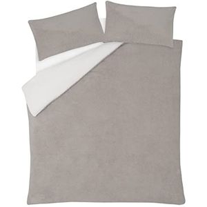 Sleepdown Thermo-fleece omkeerbaar beddengoedset met dekbedovertrek en kussensloop, voor eenpersoonsbed (135 x 200 cm), crèmekleurig/nerts