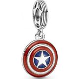 PANDORA Marvel 790780C01 Charm ""Captain America"", zilver, één maat, zonder edelsteen, Sterling zilver, Geen edelsteen