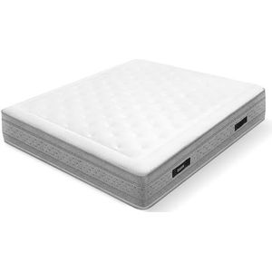 WIN REST Matras met veren 90 x 200 cm - visco-elastisch, dubbelzijdig model Samyn, 29 cm hoog, wolkenschuim met gemiddelde hardheid, stretchstof, hypoallergeen, gemaakt in Spanje
