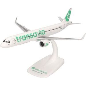 Herpa Snap-Fit modelbouw Transavia Airbus A321neo vliegtuig - PH-YHZ, miniatuur in schaal 1:200, verzamelobject, model met standaard, kunststof