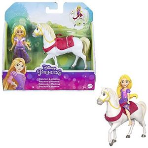 Mattel Disney-prinsessen set met Rapunzel minipop en figuur van zijn paard Maximus, om te verzamelen, speelgoed voor kinderen, vanaf 3 jaar, HLW84