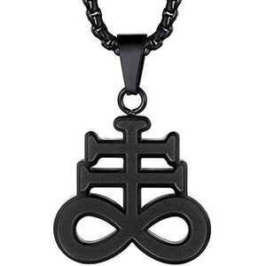 FaithHeart Leviathan Satan kruis hanger roestvrij staal 316L religieuze ketting voor dames en heren kruis omgekeerde pentagrammen santan geitenkop, zonder steen