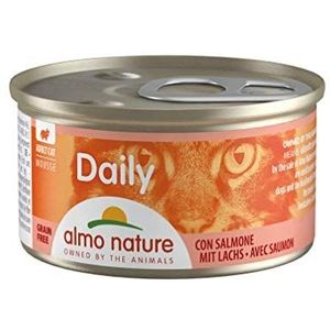 Almo Nature Daily Mos met zalm, natvoer voor volwassenen en katten, 24 verpakkingen van 85 g per stuk